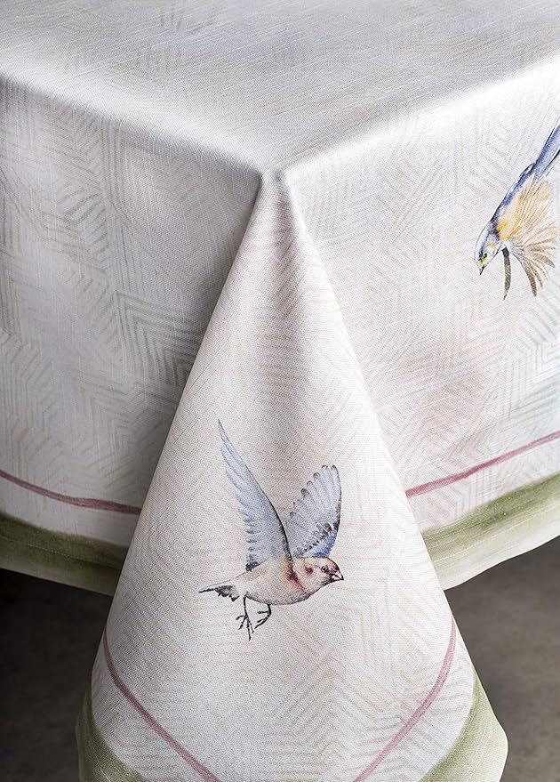 Maison d' Hermine Table Cloth Square Table 100% Cotton 60 x 60 Inches Tablecloth Reusable Decorative for Dining Room Farmhouse Home Valentines Day Decorations Spring Summer - Flying Birds