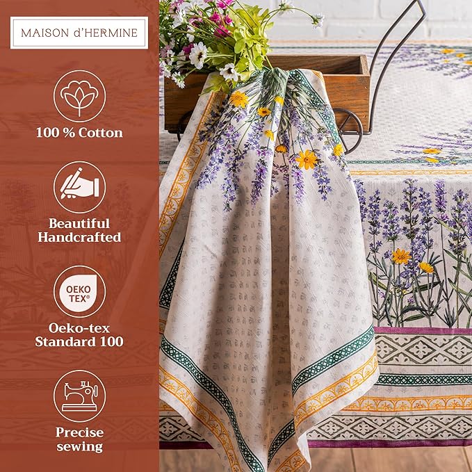 Maison d' Hermine Cloth Napkins Set of 4 100% Cotton Everyday Reusable Square Napkins Cloth Washable Dinner Party Wedding Restaurant Valentines Day Decorations Spring/Summer(Fanny Lavender, 20" x 20")