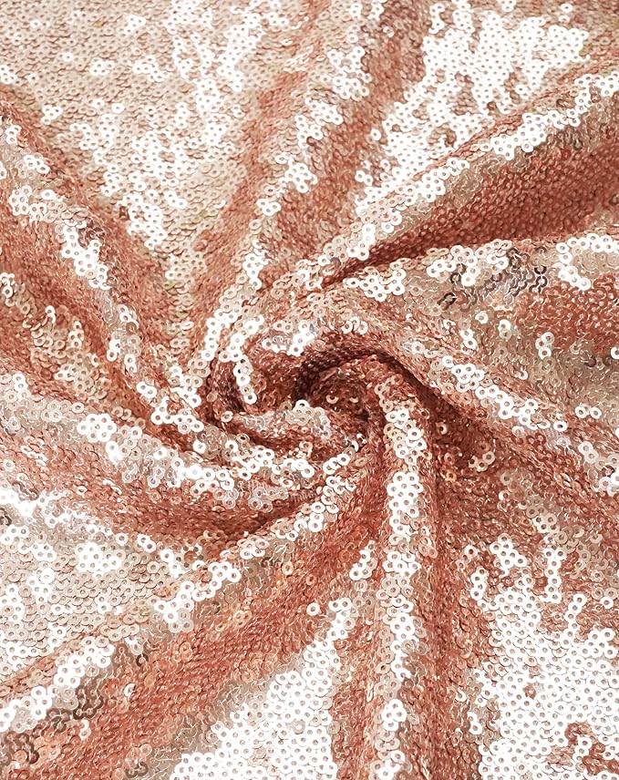 Eternal Beauty Rose Gold Tablecloth, 120 Inch Round Sequin Tablecloth for Valentines Party Cake Dessert Table Exhibition Events