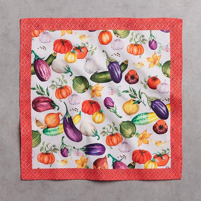 Maison d' Hermine Cloth Napkins Set of 4 100% Cotton Everyday Reusable Square Napkins Cloth Washable Dinner Party Wedding Restaurant Valentines Day Decorations Spring/Summer (Ratatouille, 18" x 18")