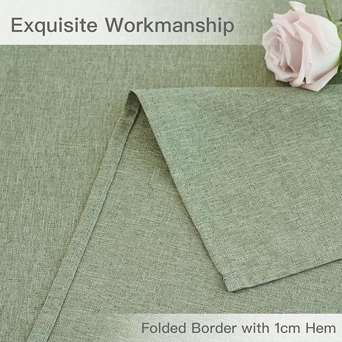 maxmill Linen Textured Rectangular Tablecloth Water Resistant Wrinkle Free Spillproof Stain Proof Table Cloth for Dining Room Decoration Banquet Party Wedding Holiday Dinner, 60 x 84 Inch Sage Green