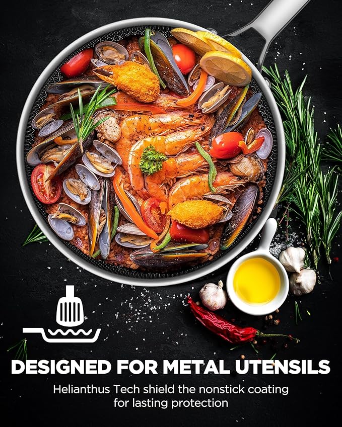 Nonstick Sauce Pan with Lid, Non-Toxic Tri-Ply Hybrid Ceramic Saucepan, 1.5&2.5 Quart Stainless Steel Pans, PFAS/PFOA/PTFE Free, Dishwasher & Oven Safe, Induction Compatible