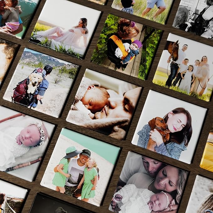 Set of 6 Custom Photo Magnets 2x2 Inch | Personalized Picture Gift for Fridge, Locker, or Office | Save The Date, Wedding Favor, Family Photos, Cubicle Decor