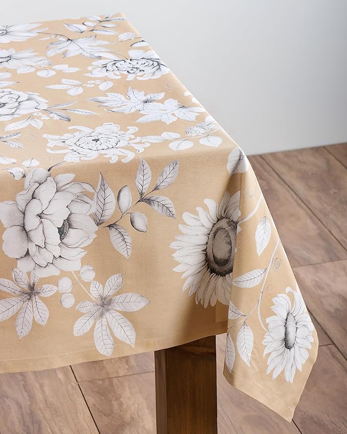 Maison d' Hermine Table Cloth Square Table 100% Cotton 54 x 54 Inches Fall Tablecloth Reusable Everyday Use for Thanksgiving Christmas Decorations Dining Farmhouse Party (Pretty Autumn)