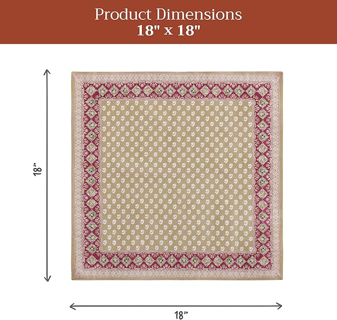 Maison d' Hermine Cloth Napkins Set of 4 100% Cotton Everyday Reusable Square Napkins Cloth Washable Dinner Party Wedding Restaurant Valentines Day Decorations Spring/Summer (Manosque, 18" x 18")