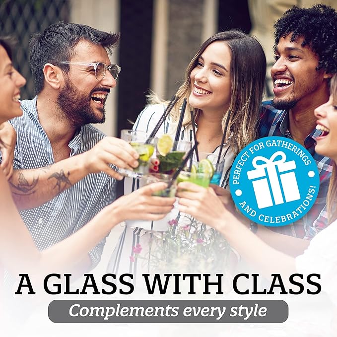 Bormioli Rocco Ypsilon Pre Dinner Glasses - Set of 6, 8.5 Oz Modern Aperitif Drinkware for Cocktails, Wine & Beverages – Elegant Italian Barware - Clear Glass Cups, Dishwasher Safe