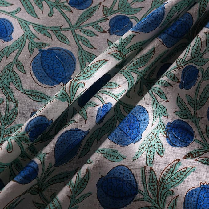 Ridhi Block Print Round Queen Blue Reusable Tablecloth 100% Cotton 120" Inch Decorative Table Cover eveyday Dining, Home, Party, Wedding, Farmhouse Gift for Spring, Easter, Valentine