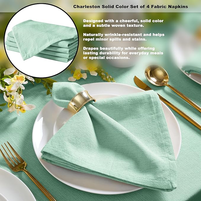 Spring & Easter Holiday Charleston Water Green 52 x 70 inch Rectangle Fabric Tablecloth, Cotton Table Cover for Indoor Outdoor Dining, Machine Washable Solid Color Tablecloths for Everyday Use
