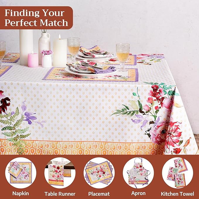 Maison d' Hermine Premium Table Cloth Square Table 100% Combed Cotton 70 x 70 Inches Tablecloth Reusable Decorative for Dining Room, Farmhouse, Home, Party, Festive & Wedding - Summer Joy