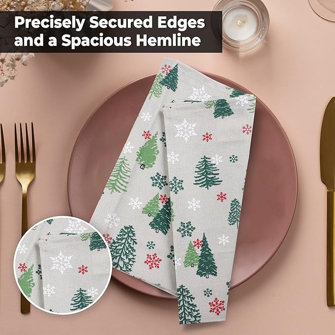 Urban Villa Cloth Napkins Set of 12(20x20)100% Cotton Dinner Napkins Cloth Washable Soft Durable Reusable Absorbent Napkins Ideal for Farmhouse Parties Hotel Lunch Restaurant Dinner Napkins-Green Tree