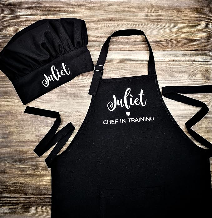 Kids Apron - Embroidered Personalized Cooking Custom Apron with Name, Adjustable, Cotton, with Pockets, for cooking