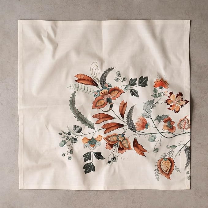 Maison d' Hermine Cloth Napkins Set of 4 100% Cotton for Thanksgiving Christmas Decorations Everyday Reusable Square Fall Napkins Cloth Washable Dinner Party (Dalida, 20"x20")