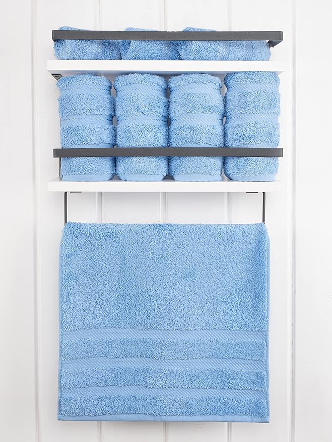 American Soft Linen Luxury Hand Towels for Bathroom, 600 GSM 100% Cotton Turkish 4 Piece Hand Towel Set, 600 GSM Hand Face Towels for Kitchen, Sky Blue Hand Towels