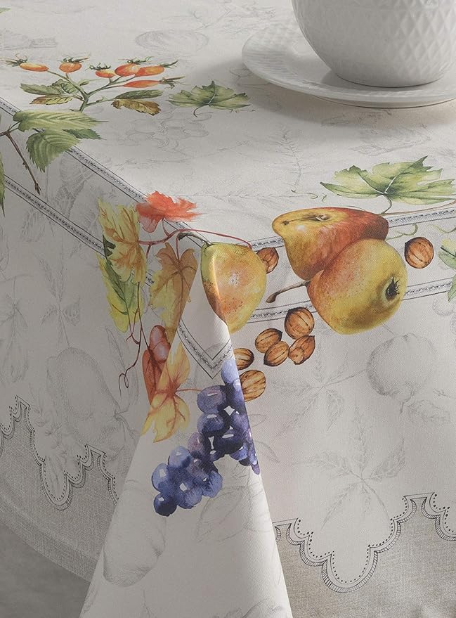 Maison d' Hermine Table Cloth Square Table 100% Cotton 54 x 54 Inches Fall Tablecloth Reusable Everyday Use for Thanksgiving Christmas Decorations Dining Farmhouse Party (Fruit D'Hiver)