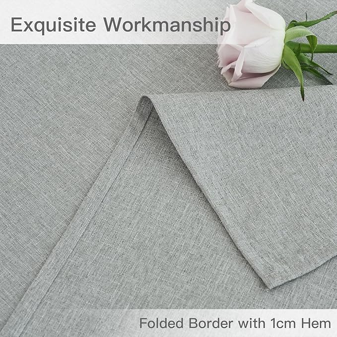 maxmill Linen Texture Tablecloth Water Resistant Antiwrinkle Spillproof Wipeable Washable Soft Fabric Table Cloth for Dining Room, Buffet Banquet Party Holiday, Rectangular 60 x 108 Inch, Light Grey