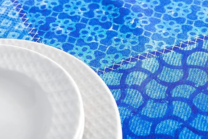 Maison d' Hermine Table Cloth Rectangle Table 100% Cotton 60 x 108 Inches Tablecloth Reusable Decorative for Dining Room Farmhouse Home Valentines Day Decorations Spring Summer - Indigo Love