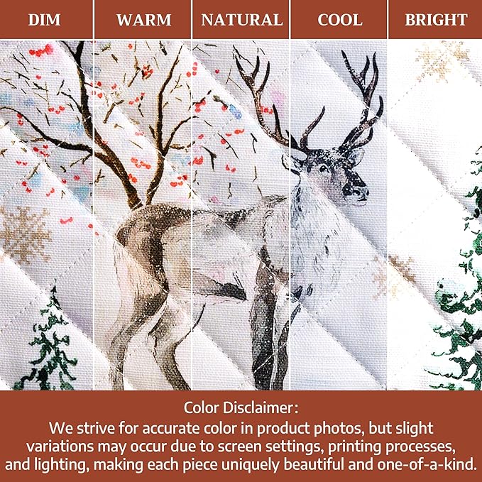 Maison d' Hermine Pot Holders Set 100% Cotton Heat Resistant Potholders 8" x 8" Hot Pads with Loop for Thanksgiving Christmas Decorations BBQ Baking Handling Hot Pans (Pack of 2, Rural Christmas)