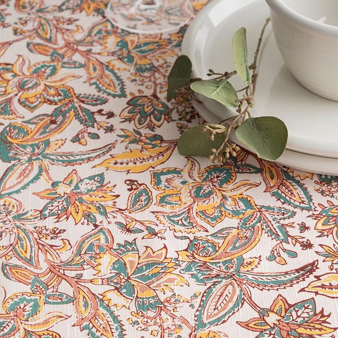 Maison d' Hermine Table Cloth Rectangle Table 100% Cotton 70 x 108 Inches Fall Tablecloth Reusable Everyday Use for Thanksgiving Christmas Decorations Dining Farmhouse Party (Nila)