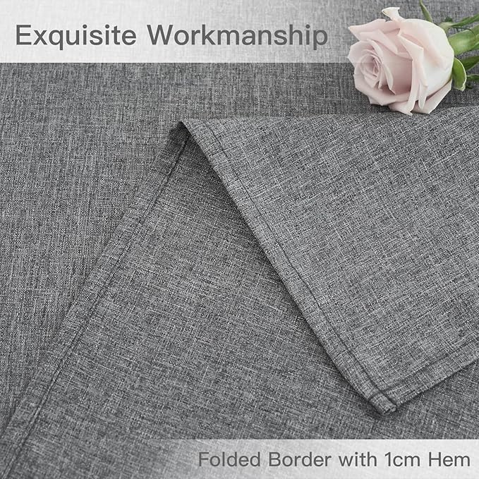 maxmill Square Linen Tablecloth Water Resistance Antiwrinkle Spillproof Stain Proof Fabric Table Cloth, Decorative Fabric Table Cover for Banquet Party Event Holiday Dinner, 70 x 70 Inch, Dark Grey