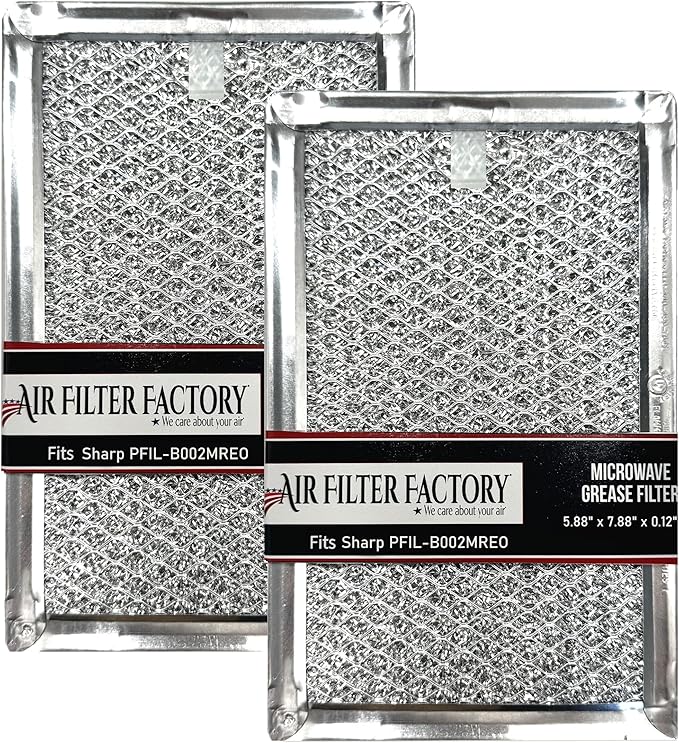 Air Filter Factory Replacement For PFIL-B002MREO Sharp 5.87 x 7.87 x 0.09 Inches Microwave Oven Filter Aluminum Mesh Grease 12-Layer Vent Microwave Filter 2-Pack