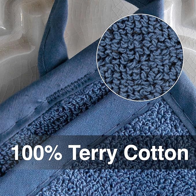 RITZ Terry Pocket Mitt & Hot Pad: Unparalleled Heat Resistant, Durable 100% Cotton – Ergonomically Designed for Optimal Grip – Easy-Care Machine Washable – 4-Pact, Federal Blue