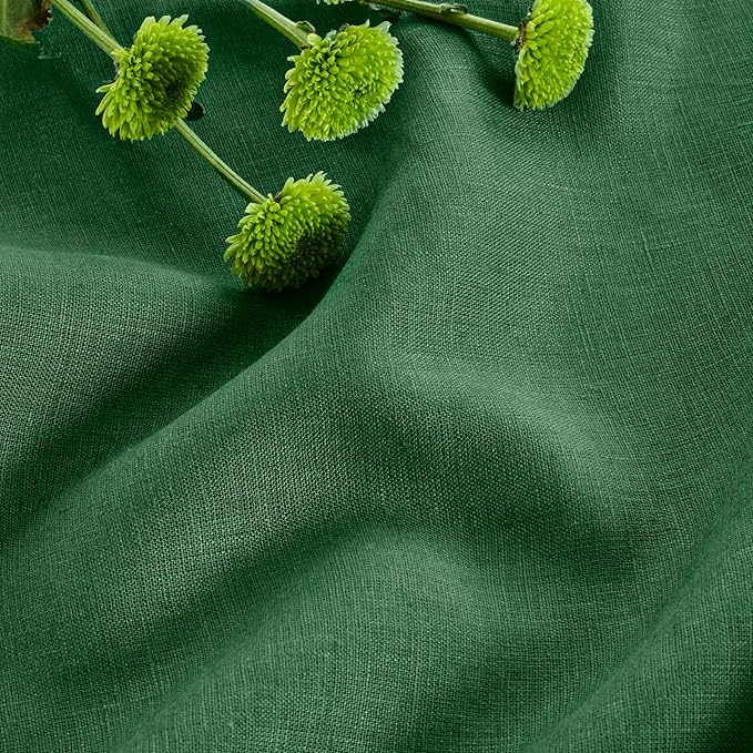 Solino Home Linen Square Tablecloth 52 x 52 Inch - 100% Pure Linen Pine Green Table Throw - Fete, Machine Washable Table Cloth