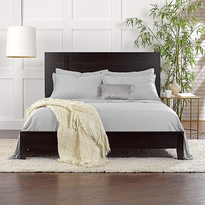 Pure Bamboo King Sheets, Genuine 100% Organic Viscose Derived from Bamboo Bed Sheet Set, Luxuriously Soft & Cooling, Double Stitching, 2 Year Quality Promise (King, Silver Pearl)