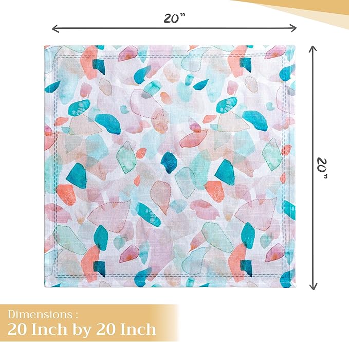 Maison d' Hermine Cloth Napkins Set of 4 100% Cotton Everyday Reusable Square Napkins Cloth Washable Dinner Party Wedding Restaurant Valentines Day Decorations Spring/Summer (Summer Picnic, 20" x 20")