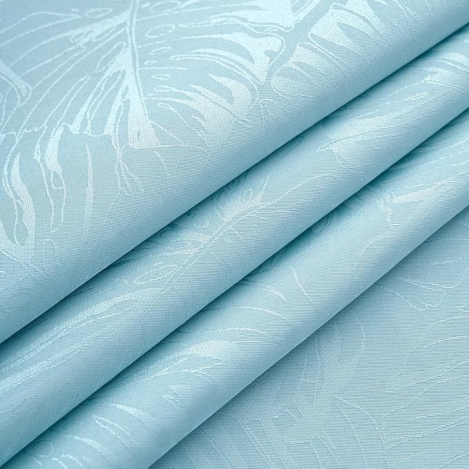 Rectangle Tablecloths Jacquard Table Cloth Leaves Pattern Silky Soft Waterproof Washable Light Blue Oblong Table Cover for Kitchen Dining Birthday Party Banquet Decor (60x84 Inch)