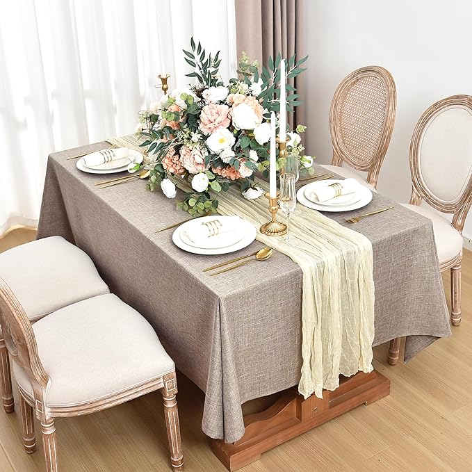 Fitable Square Table Cloth Linen Textured: Water & Stain Resistant Farmhouse Tablecloth, Washable Burlap Table Covers for Kitchen Dining Party(2 Pack, 54x54 Inch, Nature)