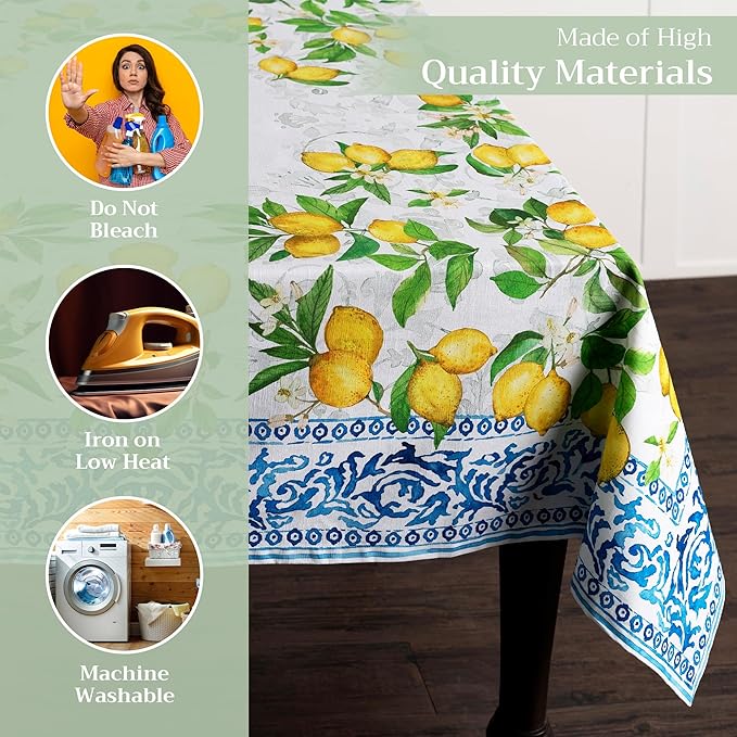 Maison d' Hermine Table Cloth Rectangle Table 100% Cotton 70 x 140 Inches Tablecloth Reusable Decorative for Dining Room Farmhouse Home Valentines Day Decorations Spring Summer - Cedrat