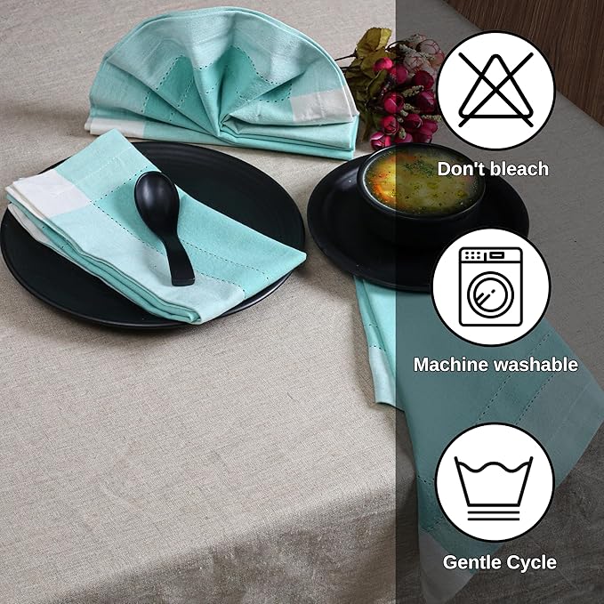 Homidate Cotton Cloth Napkins Set of 12 – 20x20 Aqua Green Double Hemstitched – Machine Washable Dinner Napkins for Weddings, Everyday Dining & Events