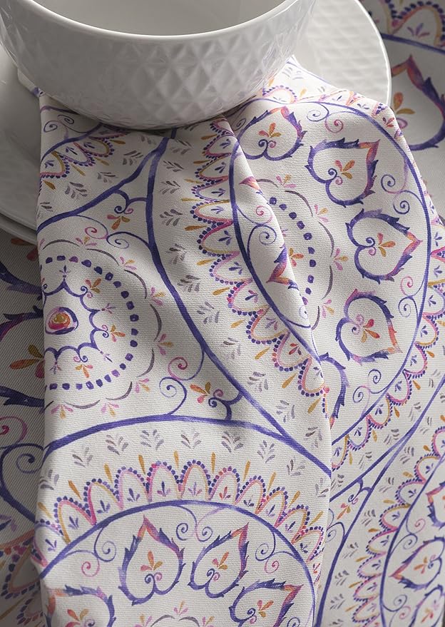 Maison d' Hermine Cloth Napkins Set of 4 100% Cotton Everyday Reusable Square Napkins Cloth Washable Dinner Party Wedding Restaurant Valentines Day Decorations Spring/Summer (Mandala, 20" x 20")