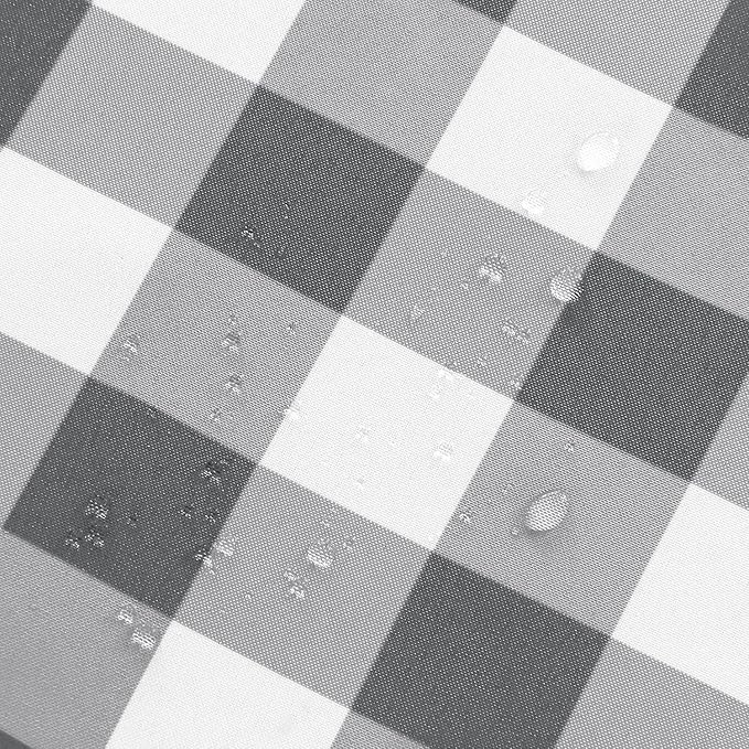Hiasan Checkered Round Tablecloth 120 Inch - Waterproof Stain and Wrinkle Resistant Washable Fabric Table Cloth for Dining Room Party Outdoor Picnic, Grey and White