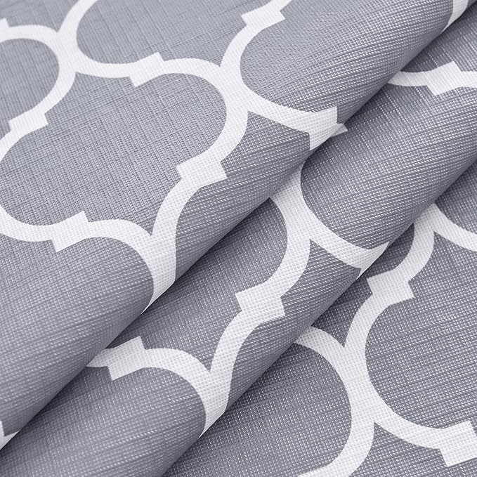 Nasitos 2 Pack Plastic Vinyl Tablecloth with Flannel Backed 60x84 Inch Moroccan Grey