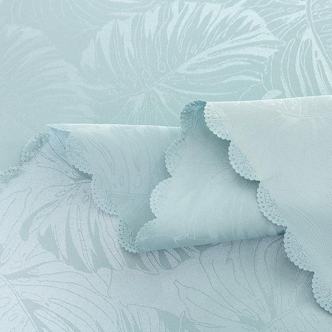 Rectangle Tablecloth Jacquard Luxury Table Cloth Waterproof Washable Leaves Silky Soft Woven Fabric Cover for Kitchen Dinning Outdoor Birthday Party Banquet Decor (Aqua,60x84In)