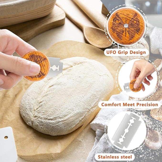 UFO Bread Lame Cutter for Homemade Sourdough,Bread Scorer Tool for Sourdough with 5 Blades and Case,Slashing Tool Bread Cutting Knife for Artisan Bread and Baguette Makers,Butterfly