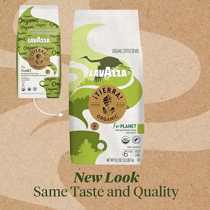 Lavazza ¡Tierra! Organic for Planet Whole Bean Coffee, Light Roast, 100% Arabica, 2.2 lb Bag (pack of 1)