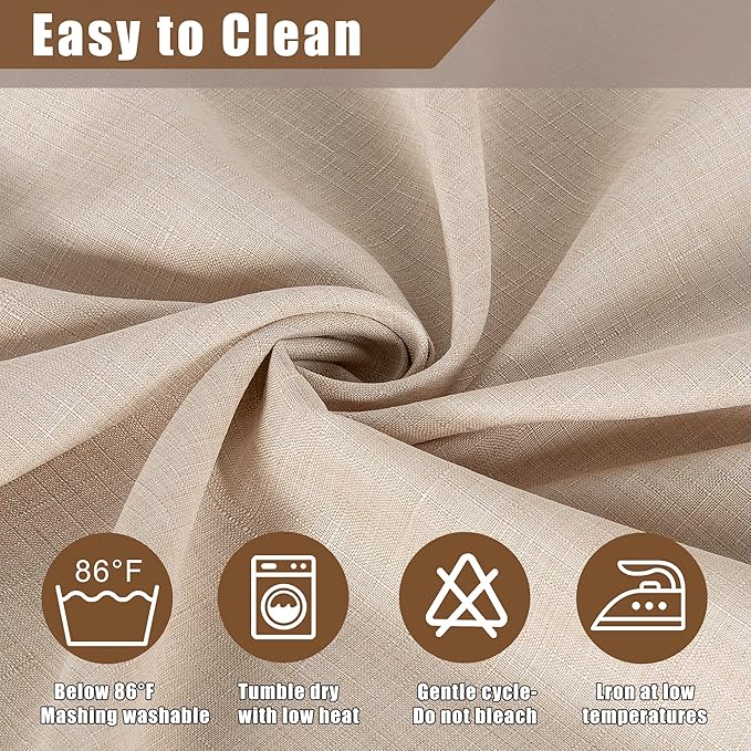 Fitable Faux Linen Beige Tablecloth Rectangle 60 x 84 Inch - Fabric Neutral Table Cloth for 6 Foot Tables, Faux Burlap Kitchen Table Cover for Dining, Party, Farmhouse, Outdoor Picnic, Camping