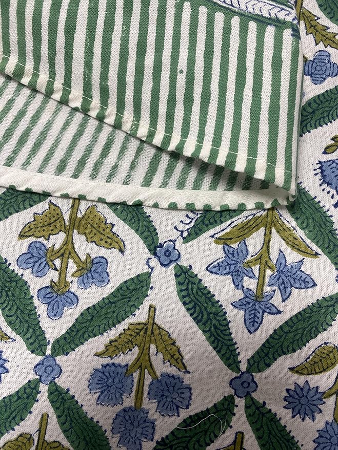 Ridhi Block Print Round Sea Green Reusable Tablecloth 100% Cotton 120" Inch Decorative Table Cover eveyday Dining, Home, Party, Wedding, Farmhouse Gift for Spring, Easter, Valentine