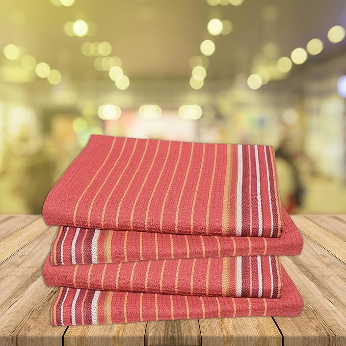 Urban Villa Kitchen Towels 100% Cotton Dish Towels for Kitchen(Set of 6) 20”x30” Dish Cloths Highly Absorbent Kitchen Linen Set with Hanging Loop Perfect for Drying Dishes Cleaning Hand Towels - Rust