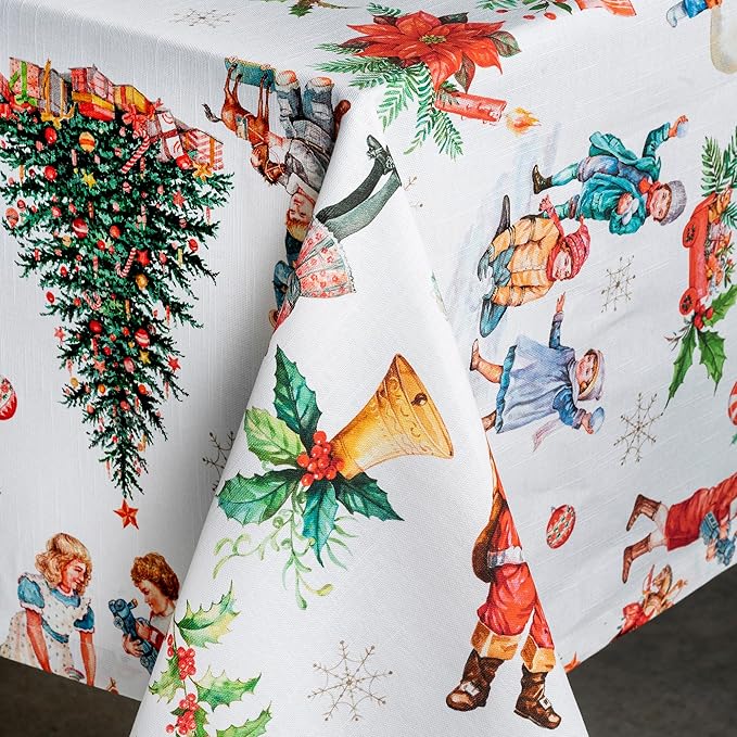 Maison d' Hermine Table Cloth Rectangle Table 100% Cotton 54 x 72 Inches Fall Tablecloth Reusable Everyday Use for Thanksgiving Christmas Decorations Dining Farmhouse Party (Chromo)