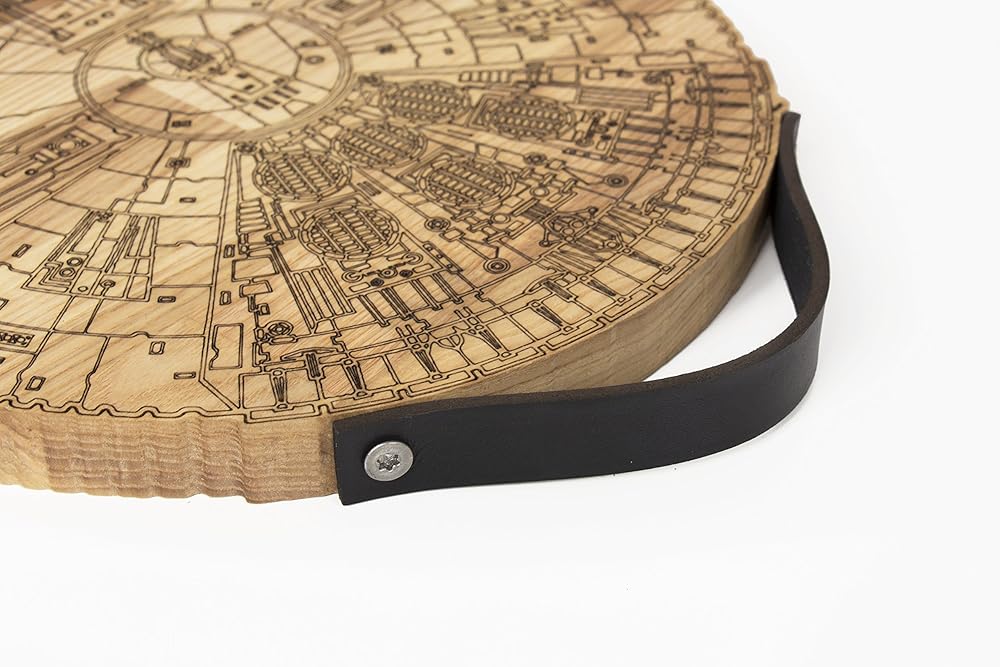 Millennium Falcon Board - Wooden Cutting Board - Engraved Wooden Plate - Rustic Cutting Board - Futuristic Serving Platter - Valentines Gift