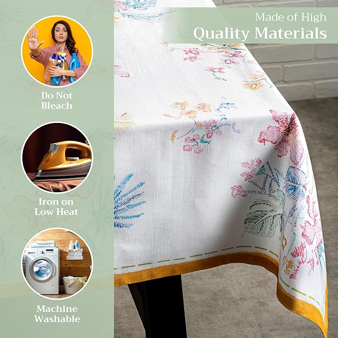 Maison d' Hermine Table Cloth Rectangle Table 100% Cotton 60 x 120 Inches Tablecloth Reusable Decorative for Dining Room Farmhouse Home Valentines Day Decorations Spring Summer - Paradise Island