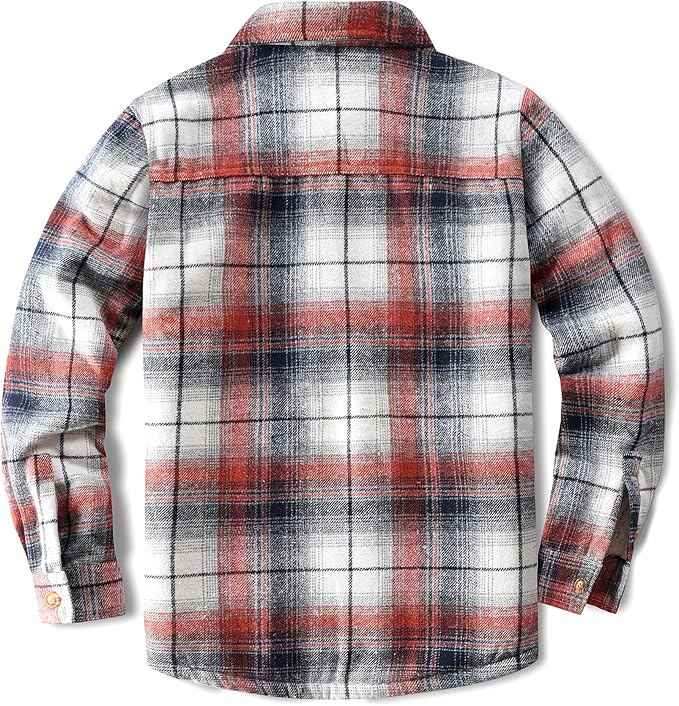 Men's Cotton Sherpa Lined Button Down Flannel Shirt Jacket Plaid Soft Outdoor Flannel Jacket Shirt