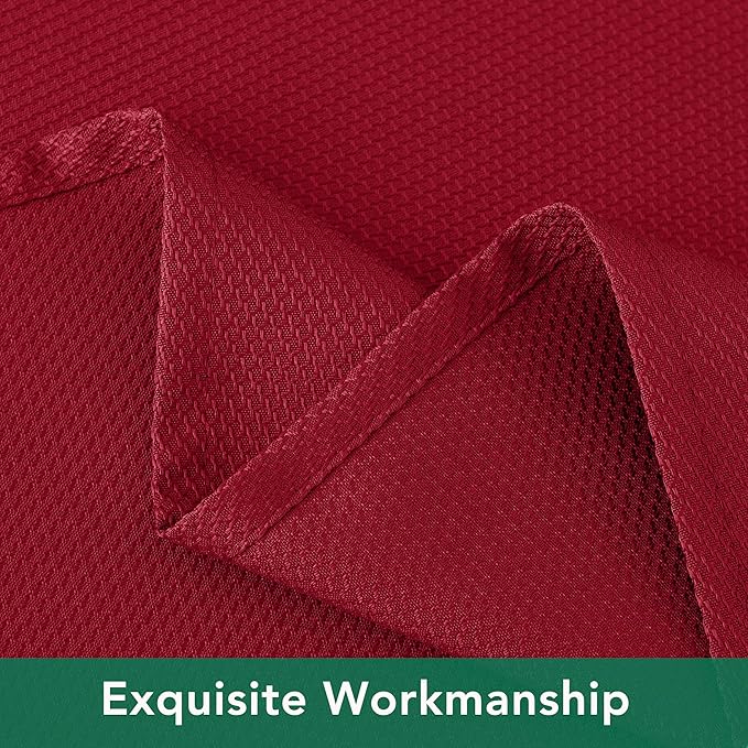 Biscaynebay 2 Pack Textured Fabric Round Tablecloths 70", Red Water Resistant Tableclothes Small Circle Folding Table Covers Linen for Dining, Kitchen, Wedding, Parties etc Machine Washable