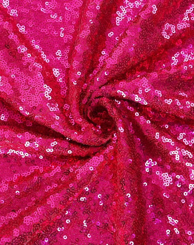 Eternal Beauty Hot Pink Tablecloth, 60x120 Inch Sequin Rectangle Table Cover for Valentines Cake Dessert Exhibition Party Birthday Events