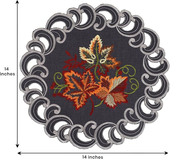 Decozen Set of 8 Doilies for Table, Lace Doilies - Rustic, Crochet, Farmhouse, Kitchen, Dining Table Centerpiece Decor - Round Christmas Placemats - 15 inch Charcoal Gray, Charcoal Fleur Collection