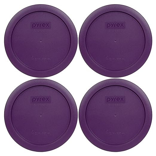 Pyrex 7201-PC Round 4 Cup Storage Lid for Glass Bowls (4, Purple)