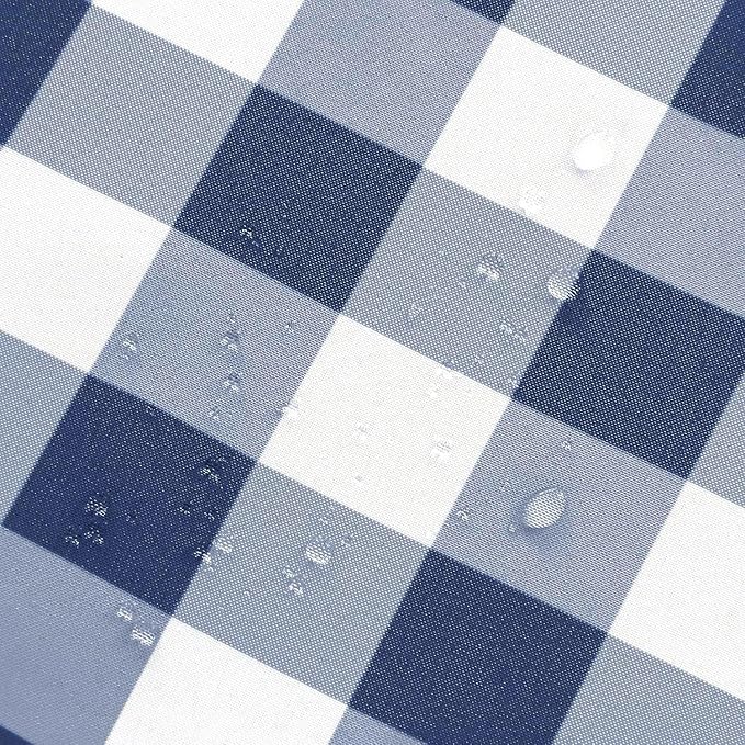 Hiasan Checkered Round Tablecloth 30 Inch - Waterproof Stain and Wrinkle Resistant Washable Fabric Table Cloth for Dining Room Party Outdoor Picnic, Navy Blue and White